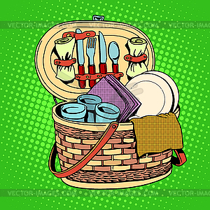 Breakfast picnic basket nature - vector clip art