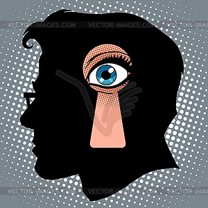 Secret thoughts of espionage - vector clip art