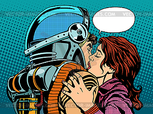 Звезда поцелуй жена космонавта - клипарт в векторном формате