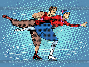 Pair figure skaters ice dance - vector EPS clipart