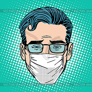 Retro Emoji sore virus infection medical mask face - vector clipart