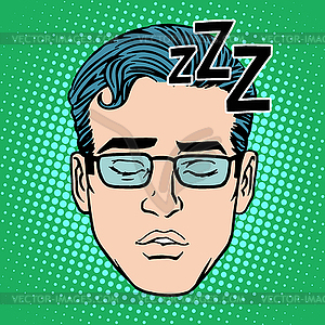 Retro Emoji sleeping male face - vector clip art