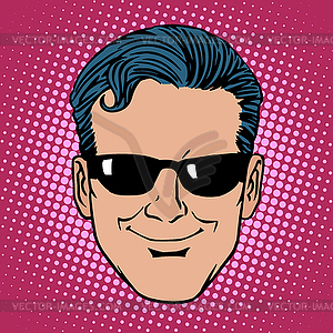 Ретро Emoji шпион человек лицо - клипарт в векторе / векторное изображение