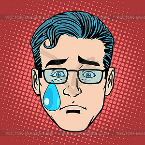 Emoji cry sadness man face icon symbol - vector clipart