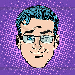 Emoji game wink man face icon symbol - vector clipart