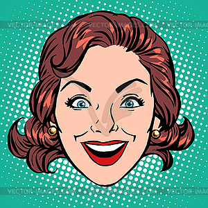 Retro Emoji smile joy woman face - vector clip art