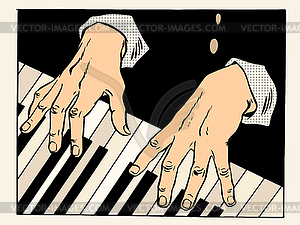 Piano keys pianist hands - royalty-free vector image