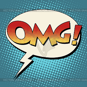 OMG surprise comic bubble retro text - vector image