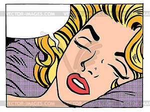 Beautiful woman blonde sleeps and dreams - royalty-free vector image