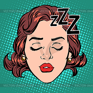 Emoji icon woman face sleep - vector EPS clipart