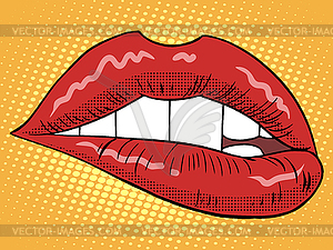 Red lips woman - vector image