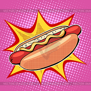 Hot dog fast food pop art style - vector image