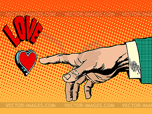 Любовь роман рука нажимает кнопку - изображение в формате EPS