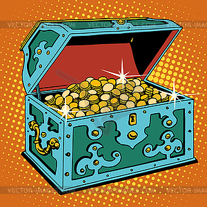 Treasure chest with Golden coins - vector image