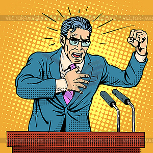 Election campaign policy candidate at podium speech - vector clipart