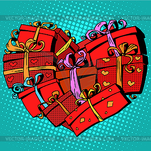 Box gift heart shaped Valentines day - vector image