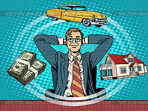 Man dream house money car - vector image