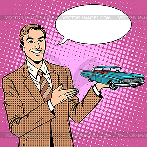 Businessman car salesman - vector image