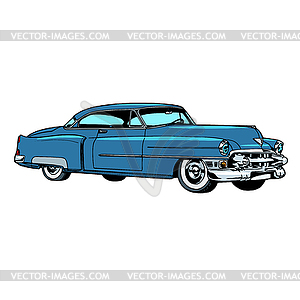 Retro blue car classic abstract model - vector clipart