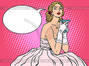 Bride white dress cocktail - vector image