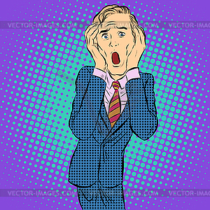 Skrik cry horror businessman emotion - vector clip art