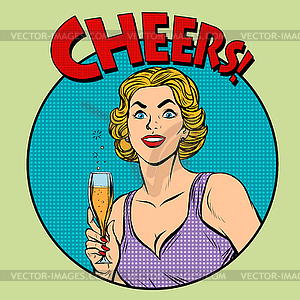 Cheers toast celebration woman - vector image