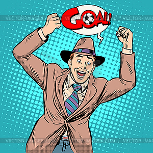 Football fan screaming goal soccer sport - vector clipart