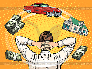 Business dreams buyer home car income money - vector image