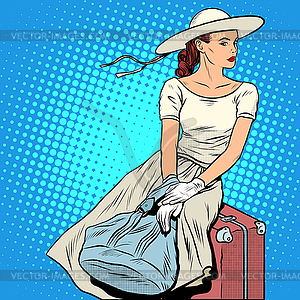 Girl passenger Luggage - vector clip art