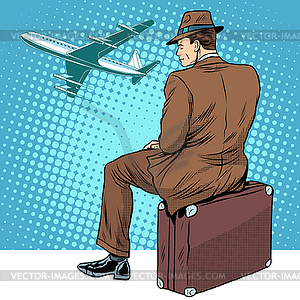 Passenger airport waiting for departure - vector clipart