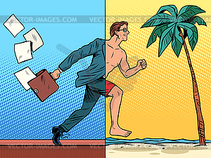 Businessman dreaming about rest - vector clipart