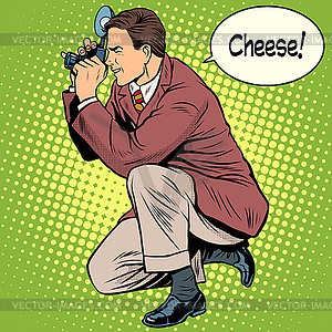 Photographer photographing cheese smile - vector clipart