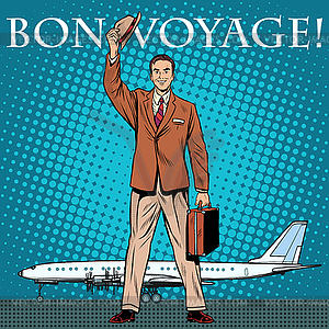 Bon voyage businessman passenger airport - vector image