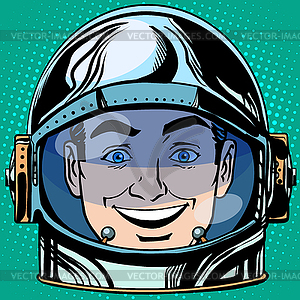 Emoticon joy laughter Emoji face man astronaut retro - vector EPS clipart