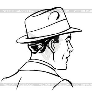 Man hat profile line art - vector image