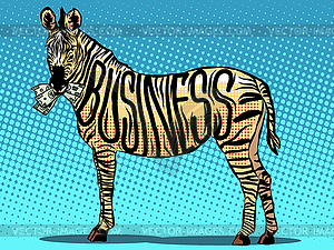 Business Zebra eats money - vector clipart