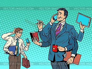Cool successful businessman and loser - vector clipart