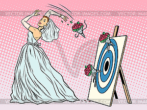 Bride bouquet flower girl throws on target - vector clip art