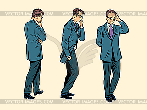 Businessman thinks goes poses figure man - vector image