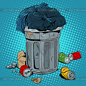 Trash tin cans ecology recycling - vector clipart