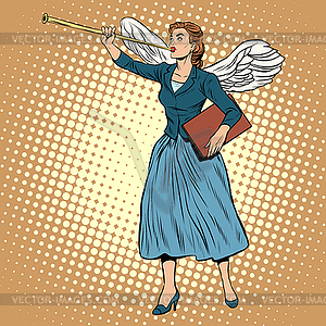 Goddess of victory Nike businesswoman concept - color vector clipart