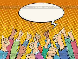 Hands in air like voices support - vector clipart