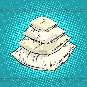 Realistic white pillows, retro - vector clipart