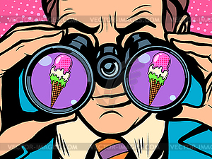 Man wants ice cream - vector clipart