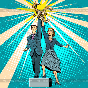 Businessman and businesswoman with money - vector clipart