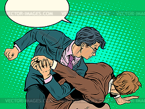 Men businessmen fighting - vector image