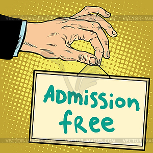 Hand sign admission free - vector clipart