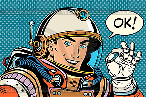 OK astronaut man okay gesture well - vector clip art