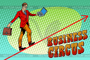 Businessman acrobat business circus - vector clipart