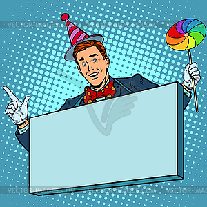 Circus poster clown promoter - stock vector clipart